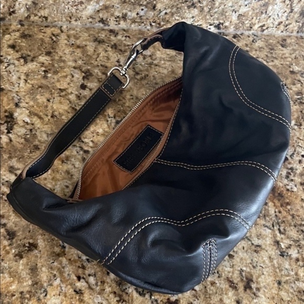 Free People Black Leather Bag with Tan Lining